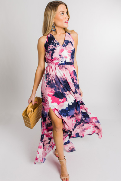 Navy Blooms Strappy Maxi