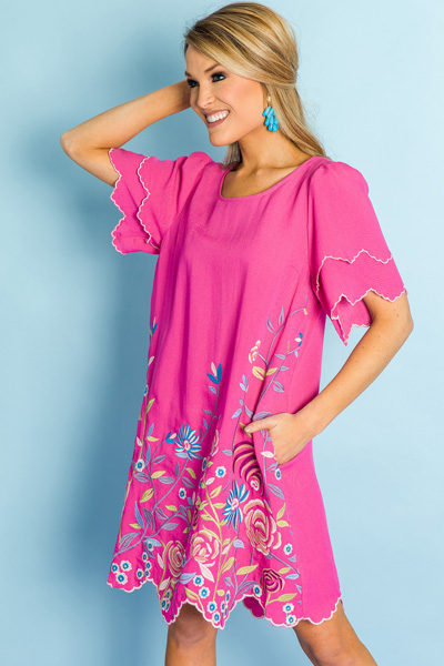 Bottom Blooms Dress, Fuchsia