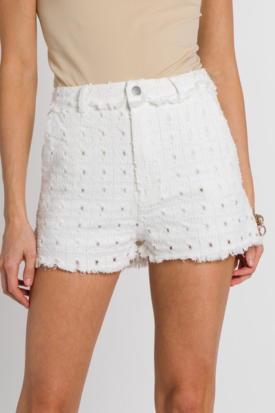 Squared Distressed White Shorts