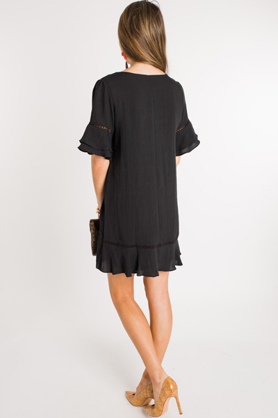 Hopscotch Ruffle Dress, Black