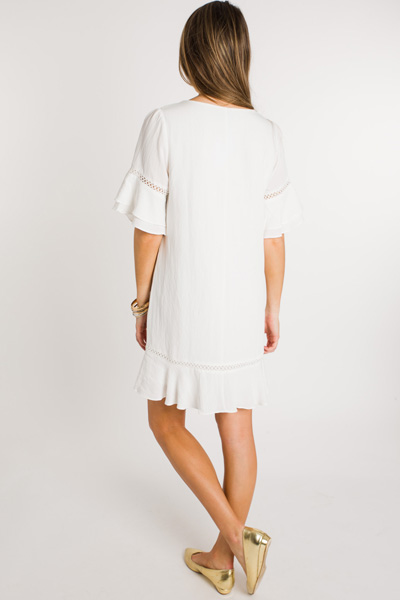 Hopscotch Ruffle Dress, Off White