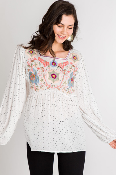 Embroidered Dots Blouse