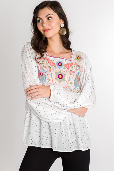 Embroidered Dots Blouse