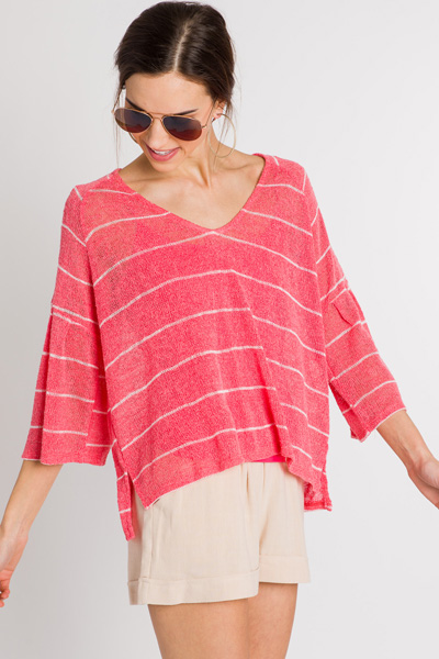 Call Me Coral Stripe Sweater
