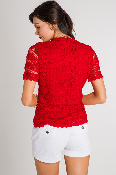 Crocheted Peplum, Red