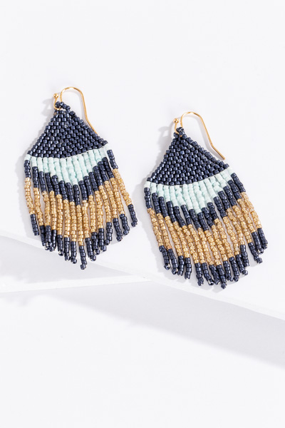 Navy Aztec Beads Earrings