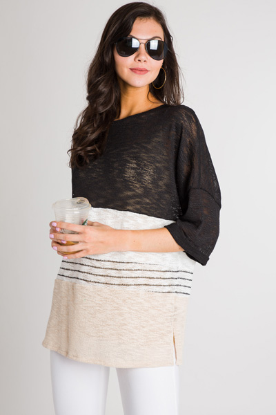 Neutral Knit Colorblock Tunic