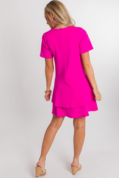 Tiered Skirt Dress, Hot Pink