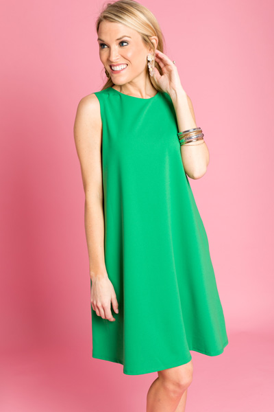 Solid Pocket Dress, Green