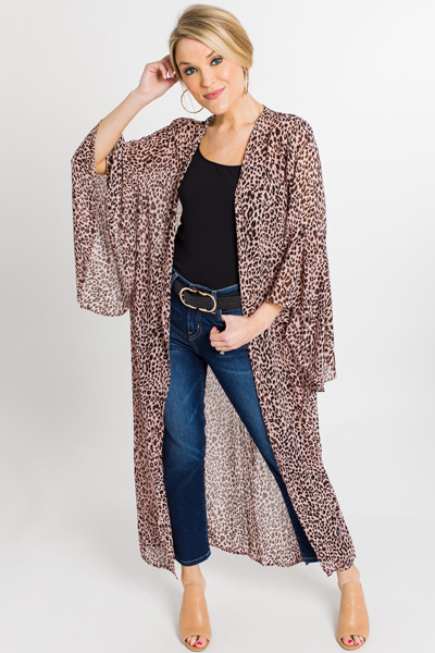Angel Sleeve Leopard Kimono