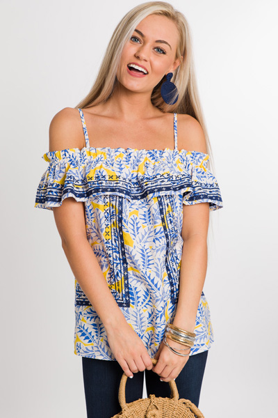Canary Embroidered Off Shoulder