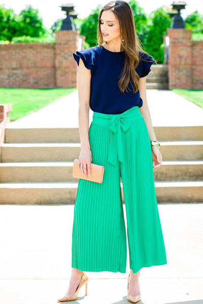 Pleated Pants, Green