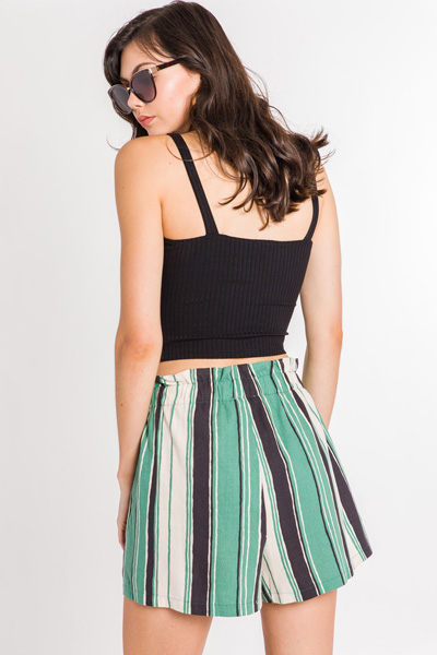 Ribbed Button Crop Top