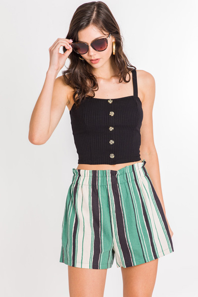 Ribbed Button Crop Top