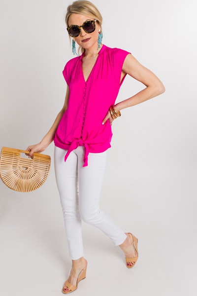 Hot Pink Button Blouse