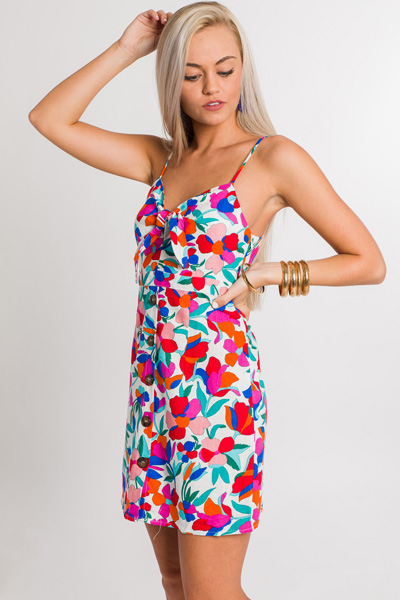 Funky Floral Button Dress
