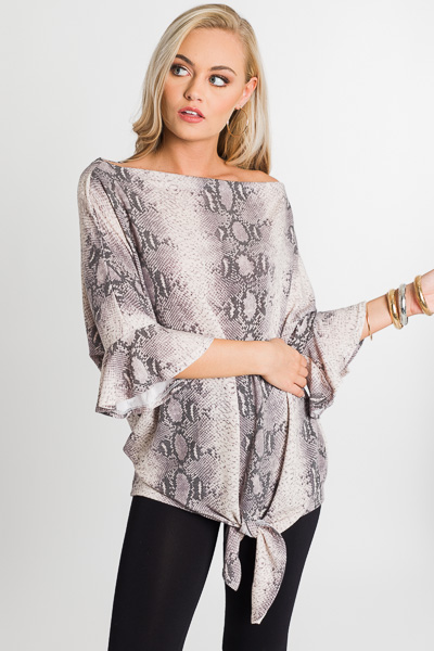 Taupe Tie Snake Top