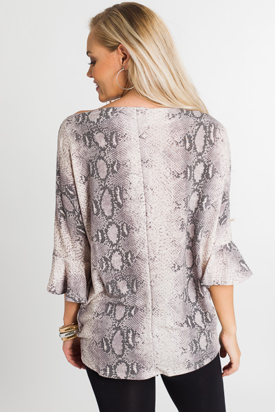 Taupe Tie Snake Top