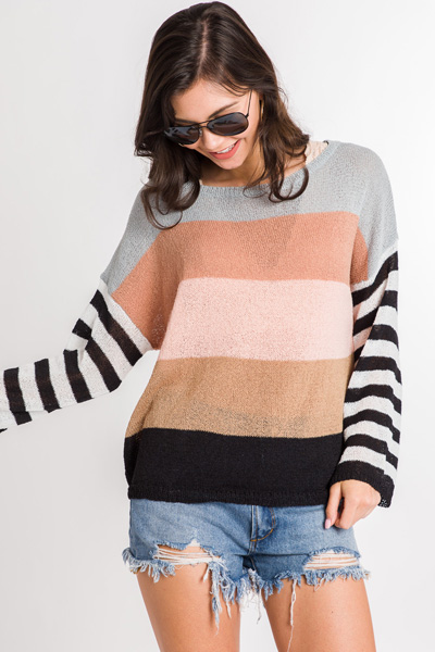 Spring Into Stripe Sweater, Black