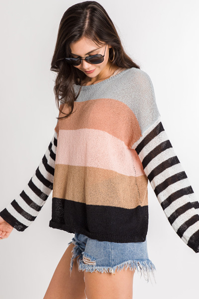 Spring Into Stripe Sweater, Black