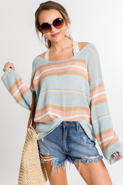 Pastel Blue Stripe Sweater
