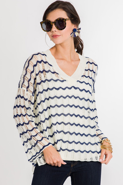 Scalloped Stripes Sweater