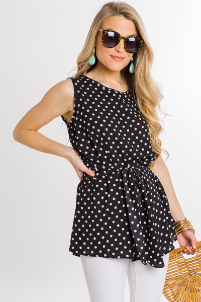 Dotted Tie Top, Black