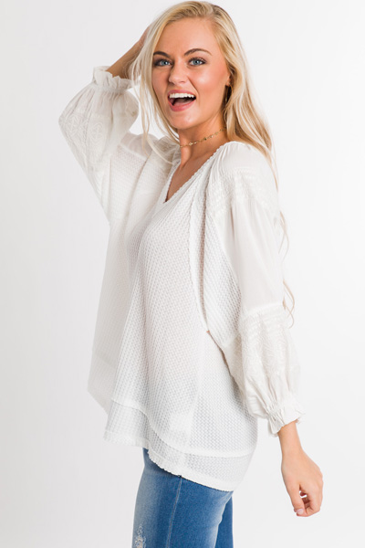Lily Embroidered Waffle Top