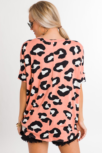 Coral Leopard Tee