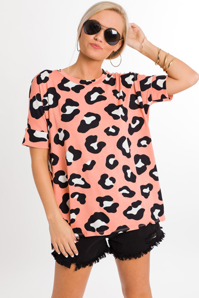 Coral Leopard Tee