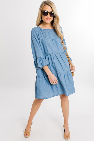 Tiered Chambray Dress