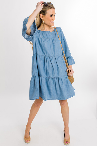 Tiered Chambray Dress