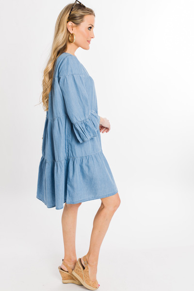 Tiered Chambray Dress