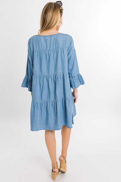 Tiered Chambray Dress