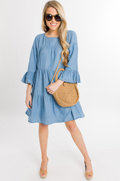 Tiered Chambray Dress