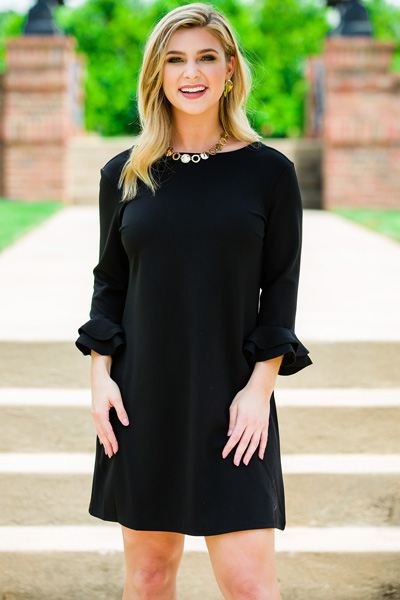 Richi Dress, Black - Dresses W  Sleeves - Dresses - The Blue Door Boutique