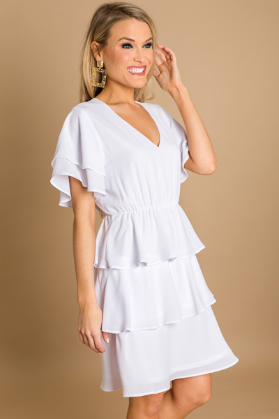 White Wishes Tiered Dress