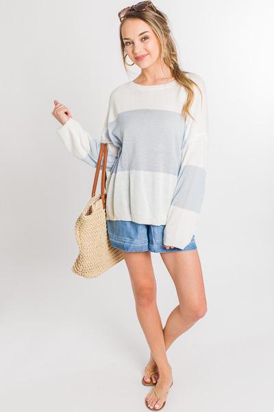 Simple Stripe Sweater, Blue