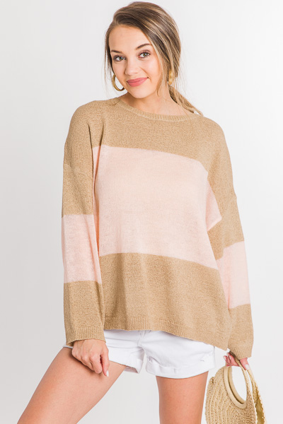 Simple Stripe Sweater, Camel