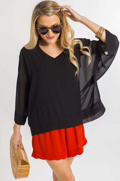 Silky Lining Blouse, Black
