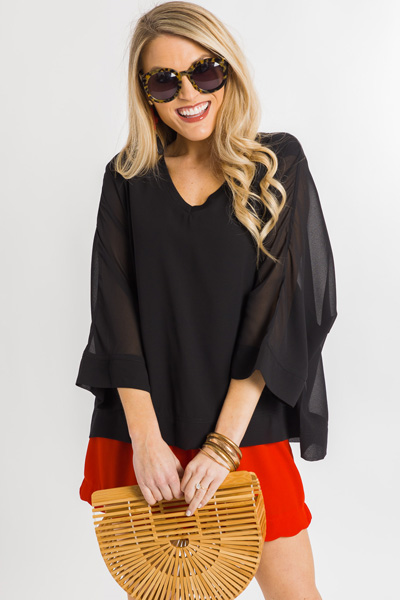 Silky Lining Blouse, Black