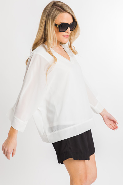 Silky Lining Blouse, White
