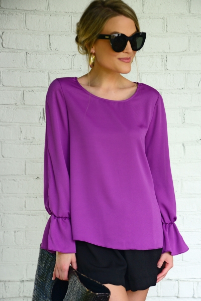 Split Sleeve Blouse, Purple