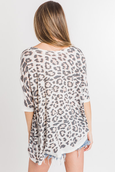 Slouchy LS Leopard Tee, Off White