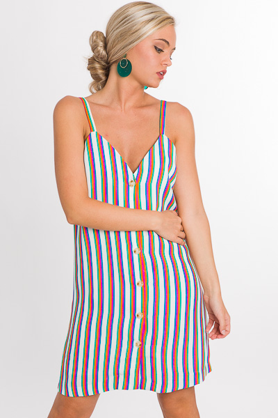 Bold Stripe Button Dress