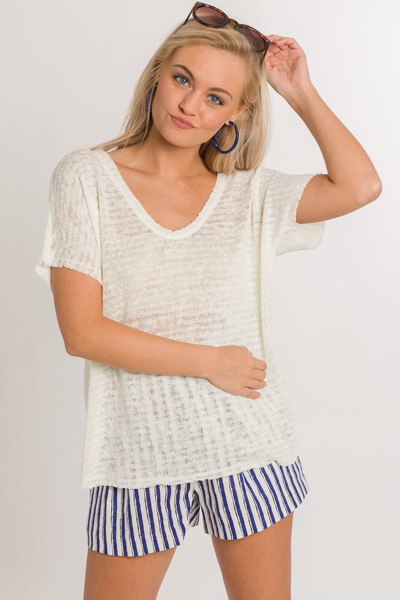 Sweater Knit Tee, White