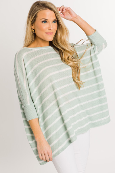 Summer Nights Stripe Sweater, Sage