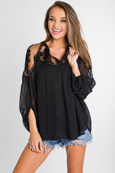 Embroidered Shoulders Blouse