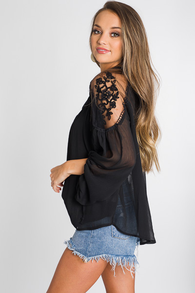 Embroidered Shoulders Blouse