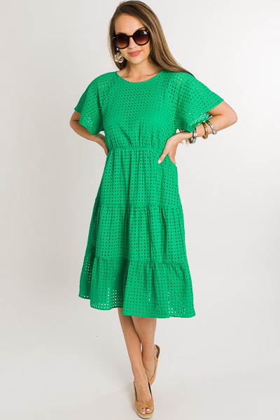 Kelly Eyelet Dress, Green